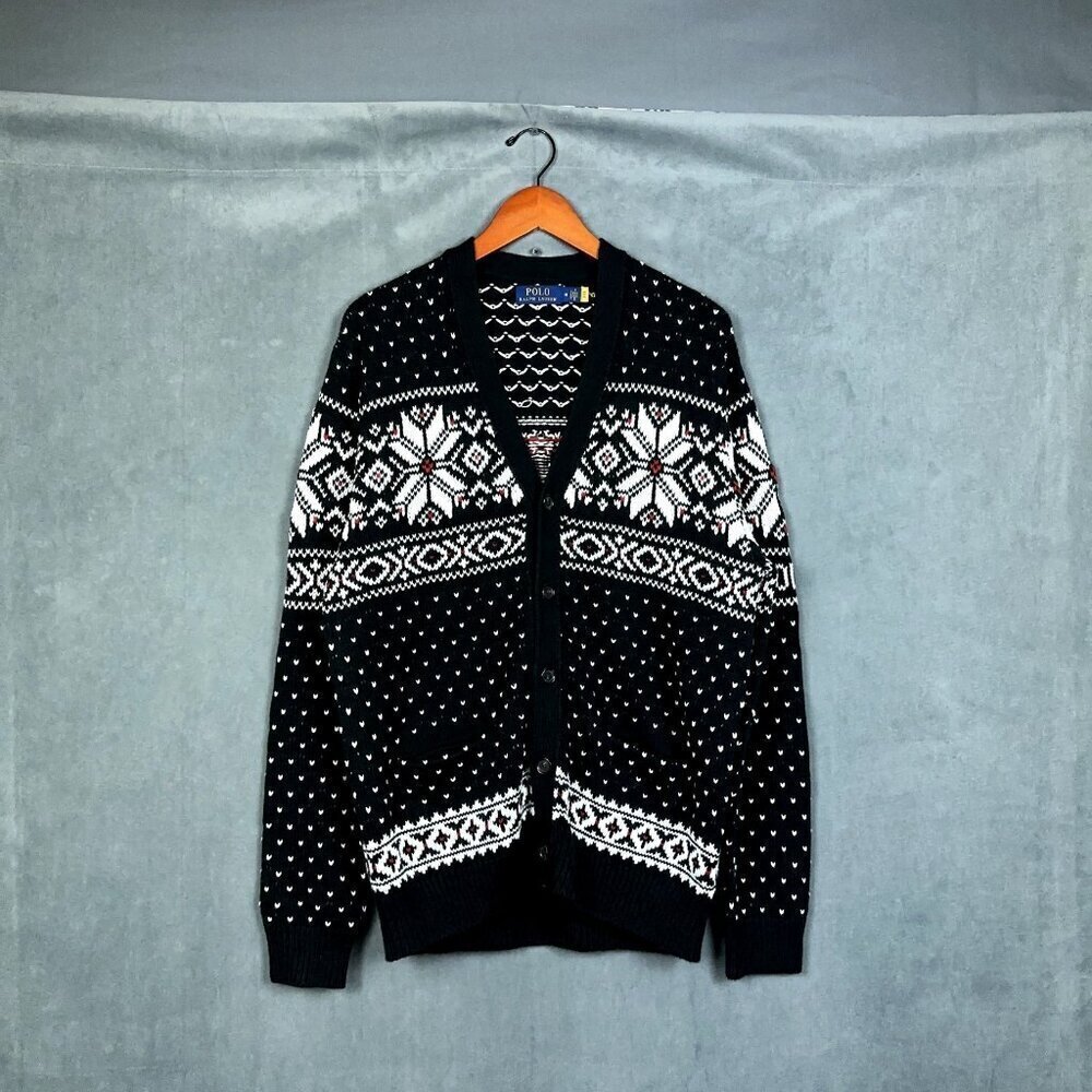 Polo Ralph Lauren Chunky Knit Cardigan Mens Medium Holiday Long Sleeve NWOT